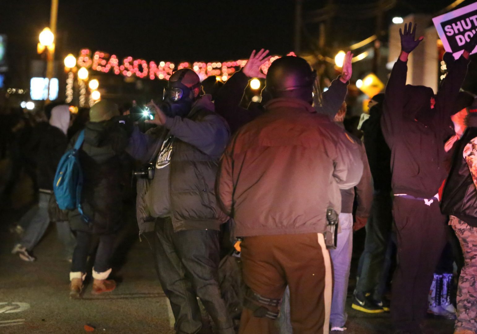St. Louis County Police respond to crowds after grand jury announcement